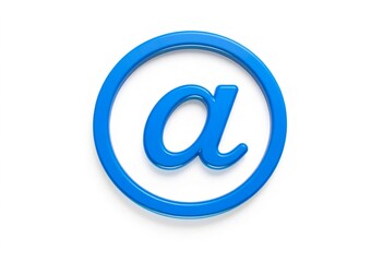 Obraz premium Blue glossy at symbol in a circle on white background
