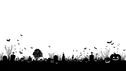 halloween background backdrop cemetery pumpkins tombstones spooky eerie haunted crosses trees birds scary misty night creepy festive twilight