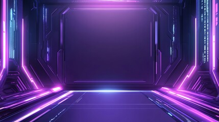 Futuristic tunnel with vibrant neon glow