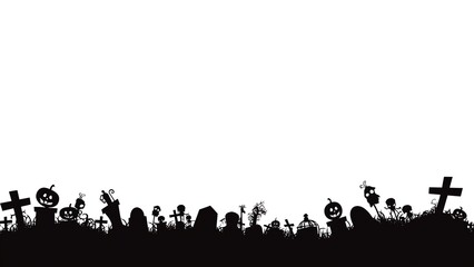 scary halloween backdrop background cemetery pumpkins tombstones spooky eerie haunted crosses trees birds misty night creepy festive autumn