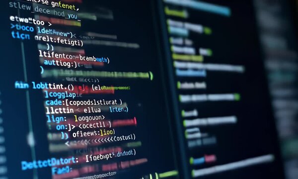 Close-up of the screen with code and web form, code in the background