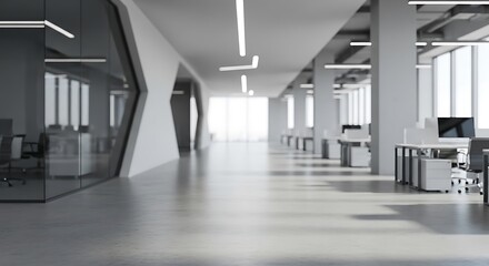 Minimalist Office Space: A Modern and Bright Interior Design with Ample Natural Light