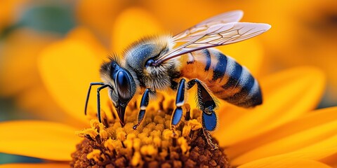 Close-up of a bee pollinating a flower