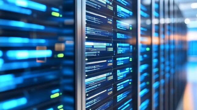 Server racks, data centers - Powered by Adobe