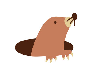 穴から顔を出すモグラ　イラスト