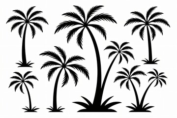 Fototapeta premium Black palm trees tropical silhouette nature