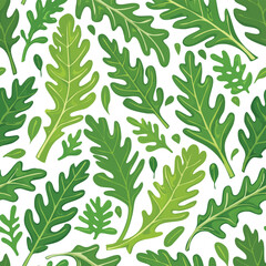 Obraz premium Arugula Vector Illustration with Seamless Pattern Design