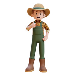 3D farmer character gives a thumbs up