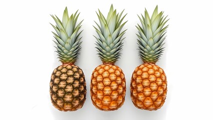 Tropical pineapples placed on a marble surface, ideal for summer, tropical themes, and modern food design projects.