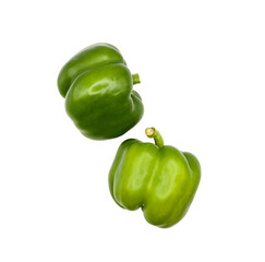 Green sweet bell pepper isolated on white background. sweet green pepper, paprika, isolated on white background, clipping path, full depth of field. Fresh capsicum for banner, poster, social media. 