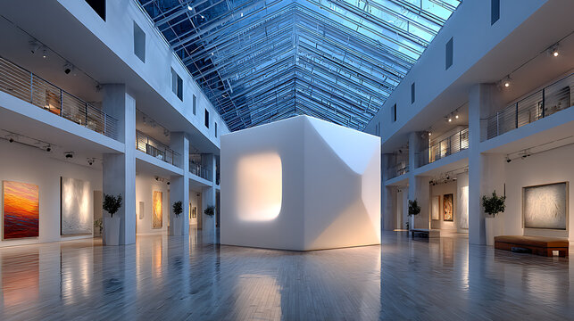 modern cube-themed building interior - Powered by Adobe