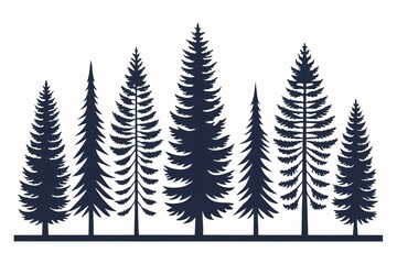 Obraz premium Dark pine forest silhouette pine trees coniferous trees