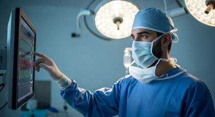 Surgeon Monitoring Patient Vital Signs.