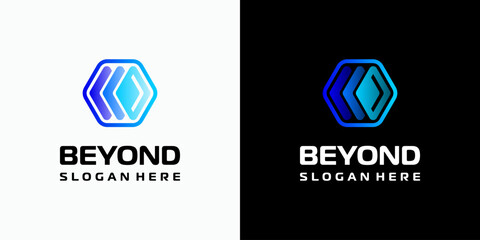 Hexagon shape vector logo design with three dimensional depth effect modern, simple, clean and abstract style. Icons for business, technology, and personal branding.