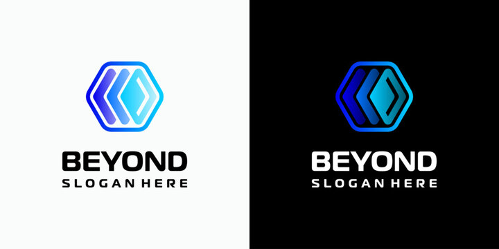 Hexagon shape vector logo design with three dimensional depth effect modern, simple, clean and abstract style. Icons for business, technology, and personal branding.