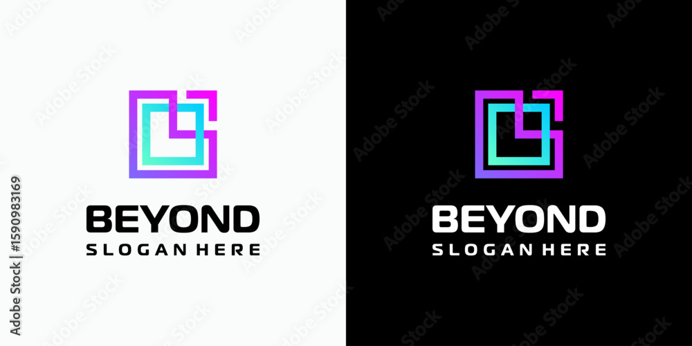 Fototapete vector logo design of initials b and o in a rectangular shape with a growth arrow in a modern, simpl