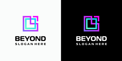 Vector logo design of initials B and O in a rectangular shape with a growth arrow in a modern, simple, clean and abstract style. Icon for business, technology and personal branding.