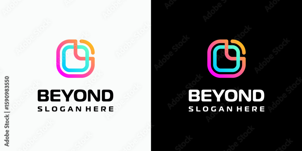 Fototapete vector logo design of initials b and o in a rectangular shape with a growth arrow in a modern, simpl