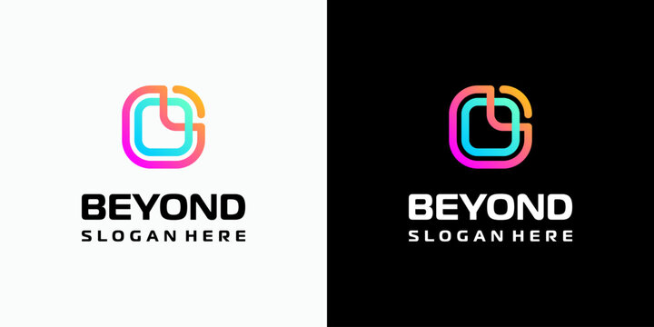 Vector logo design of initials B and O in a rectangular shape with a growth arrow in a modern, simple, clean and abstract style. Icon for business, technology and personal branding.