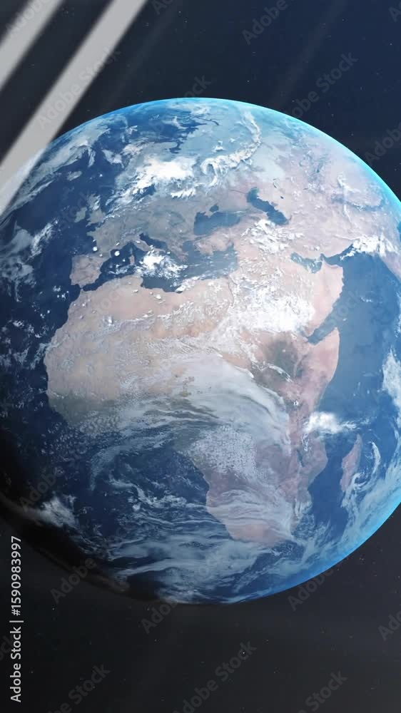 Poster rotating earth animation over bar graph showing monthly data trends