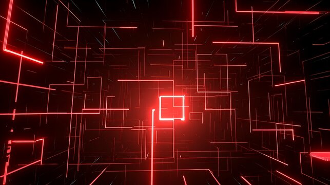 Red glowing lines in a dark network - Powered by Adobe