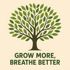 A stylized tree with lush green leaves represents growth, life, and the importance of a healthy environment