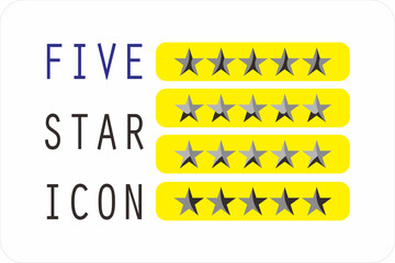 Collection of sets of five star signs of various variations for rating