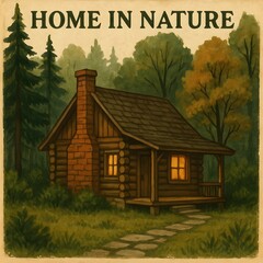 A charming log cabin nestled in nature evokes a sense of home in nature
