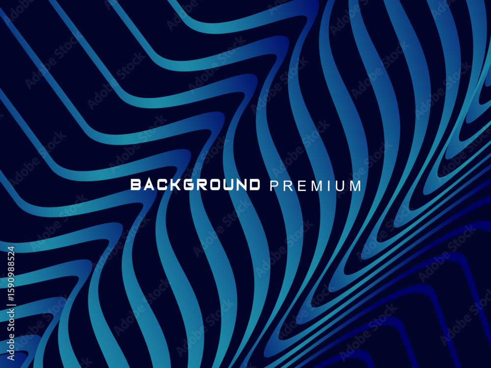 Fototapete Abstract background with elegant waves of gradient blue stripes, creating the illusion of depth and movement.