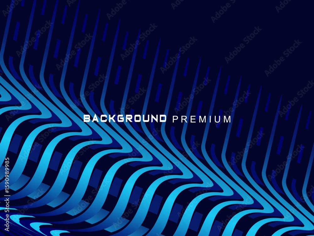 Fototapete abstract background with elegant waves of gradient blue stripes, creating the illusion of depth and 