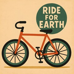 A bicycle with the message ride for earth, promoting ecofriendly transportation and a sustainable lifestyle for a healthier planet
