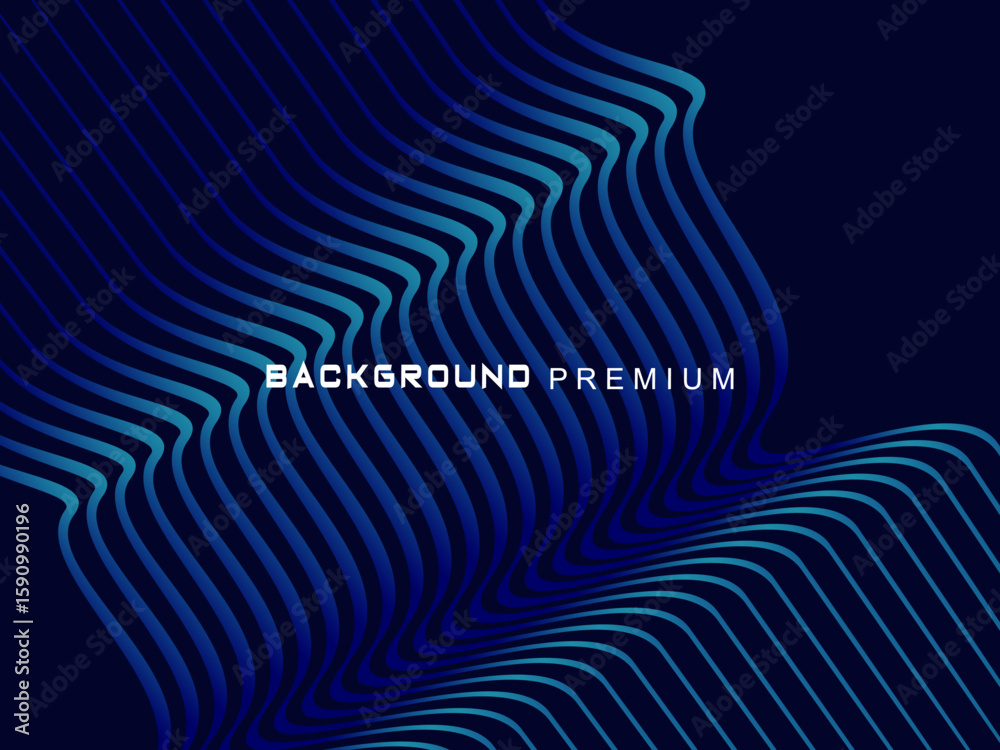 Fototapete abstract background with elegant waves of gradient blue stripes, creating the illusion of depth and 