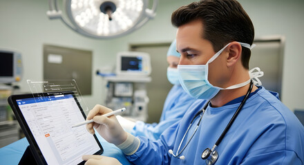 Surgeon Using Tablet in Operating Room 1.