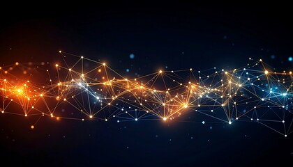 Abstract network of glowing lines and points. Dark background