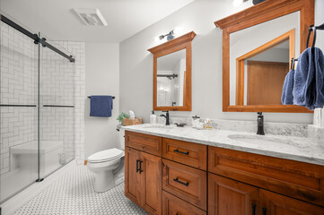 Modern bathroom interior with sleek fixtures and clean design