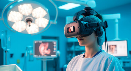 Surgeon Using VR Headset in Surgery.
