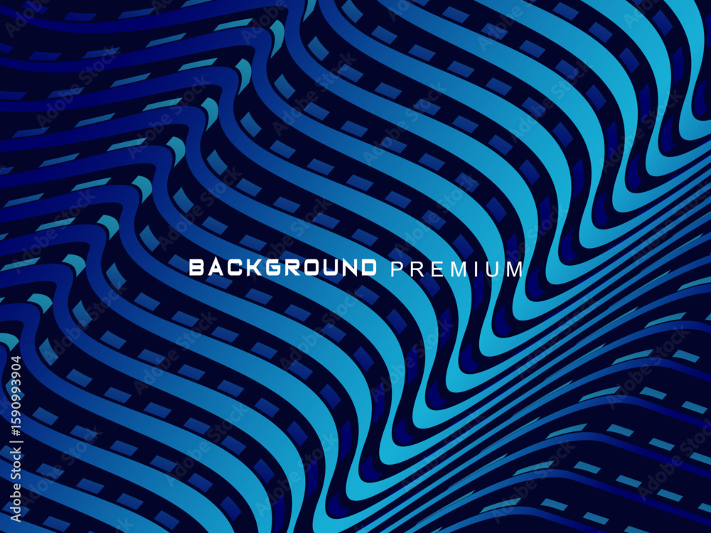 Fototapete abstract background with elegant waves of gradient blue stripes, creating the illusion of depth and 