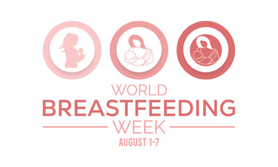 August is World Breastfeeding Week. Vector template Design for banner, greeting card, poster, prints, social media post ,flyer , T shirt with background