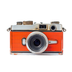 Vintage orange camera, front view