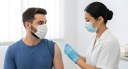 Vaccination Injection in Medical Clinic.