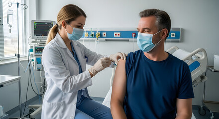 Vaccination Process in Hospital Room.