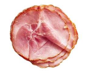 Slices of cured ham arranged in a circle