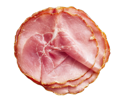 Slices of cured ham arranged in a circle