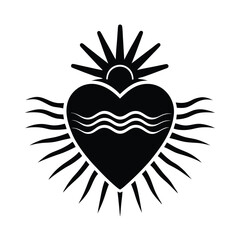 Sacred Heart Radiating Over Ocean Waves