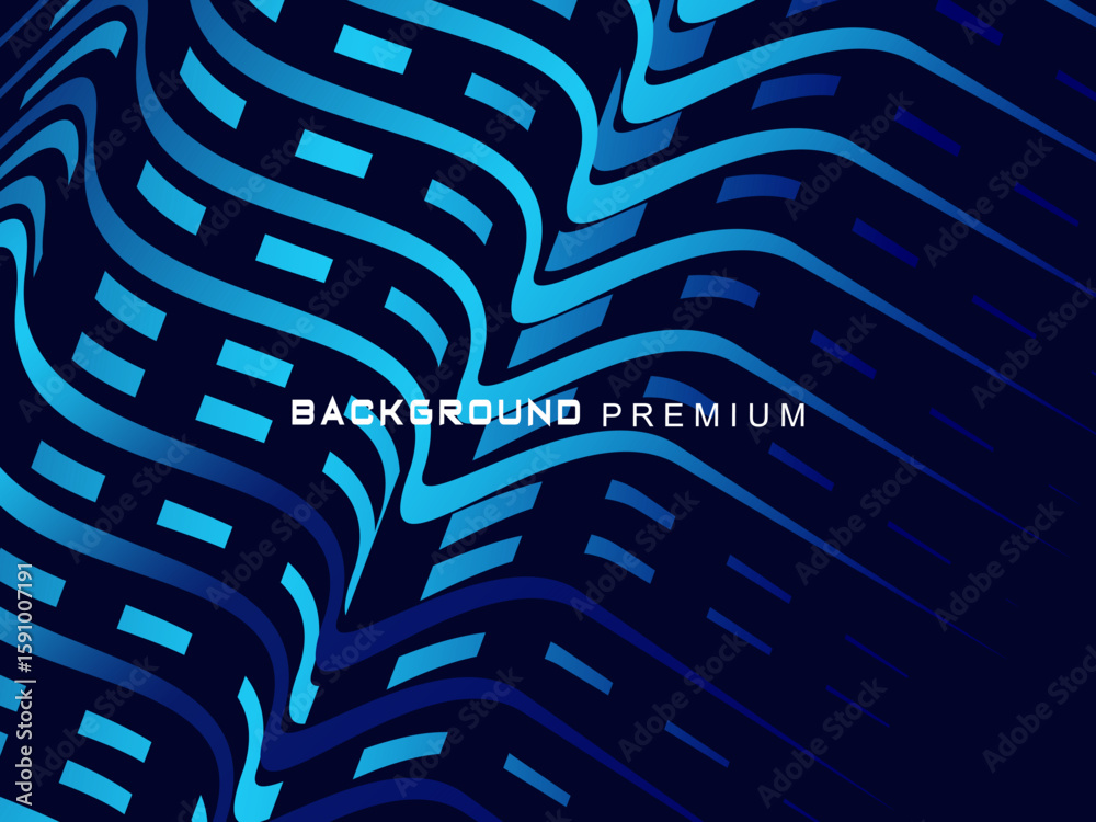 Fototapete Abstract background with elegant waves of gradient blue stripes, creating the illusion of depth and movement.