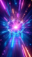 Fototapeta premium Digital abstract of energy burst with sparkles and waves, futuristic explosion