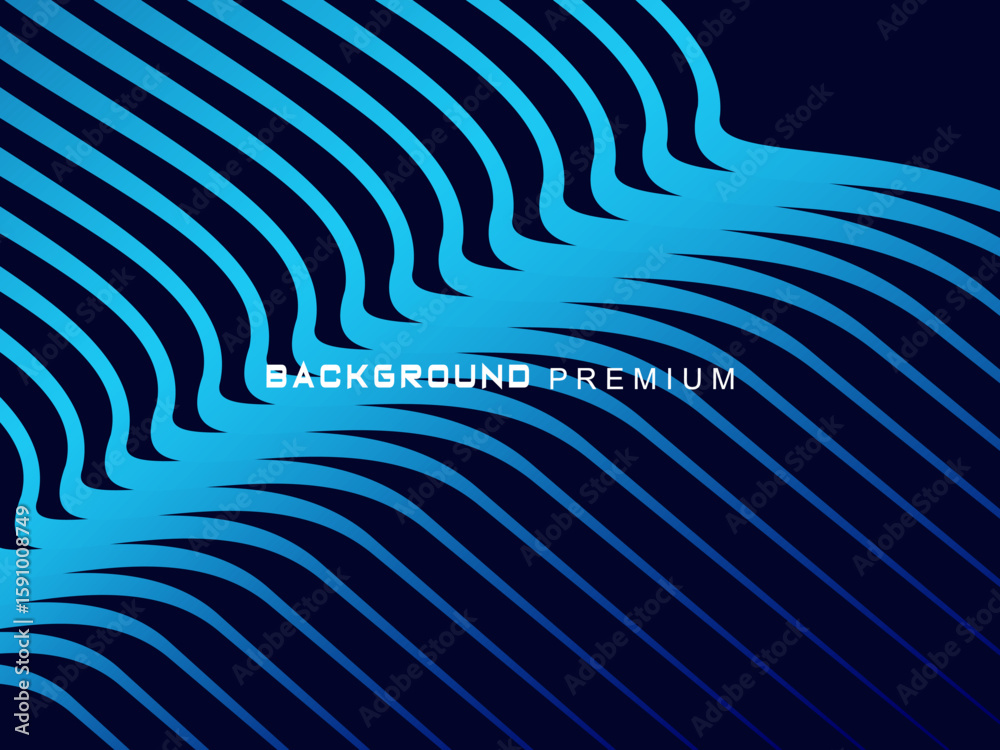 Fototapete abstract background with elegant waves of gradient blue stripes, creating the illusion of depth and 
