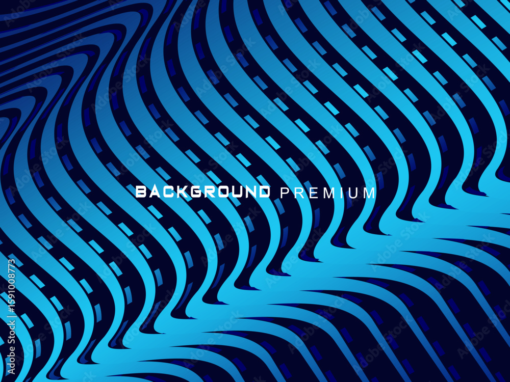 Fototapete Abstract background with elegant waves of gradient blue stripes, creating the illusion of depth and movement.