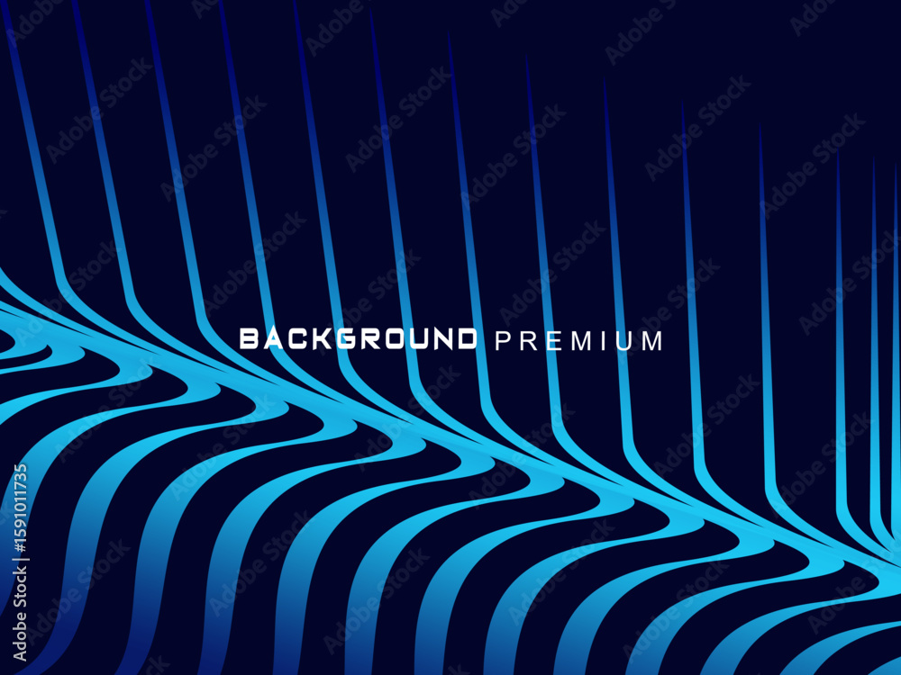 Fototapete abstract background with elegant waves of gradient blue stripes, creating the illusion of depth and 