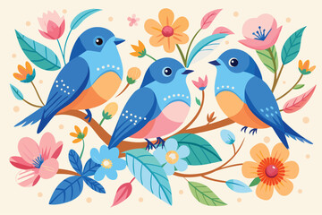 Naklejka premium Watercolor Painting of Three Small Vibrant Dogs A Colorful and Playful Illustration